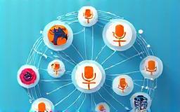 Illustration of a network connecting podcast apps.