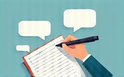 Illustration of a hand writing a script with dialogue bubbles.
